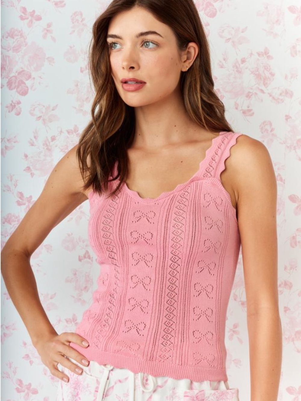 🆕💖Rareraw Pink Bow Pointelle Tank - Picture 2 of 9